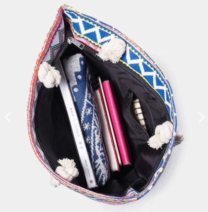Bolso Cartera Zigzag Lona Estilo Tribal